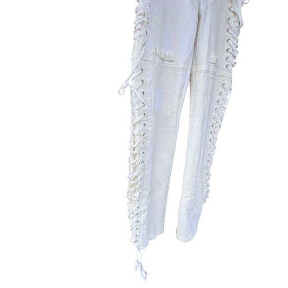 I.AM.GIA Holly Pant Lace Up Side Grommet Detail Cotton Stretch White Medium - Picture 4 of 15